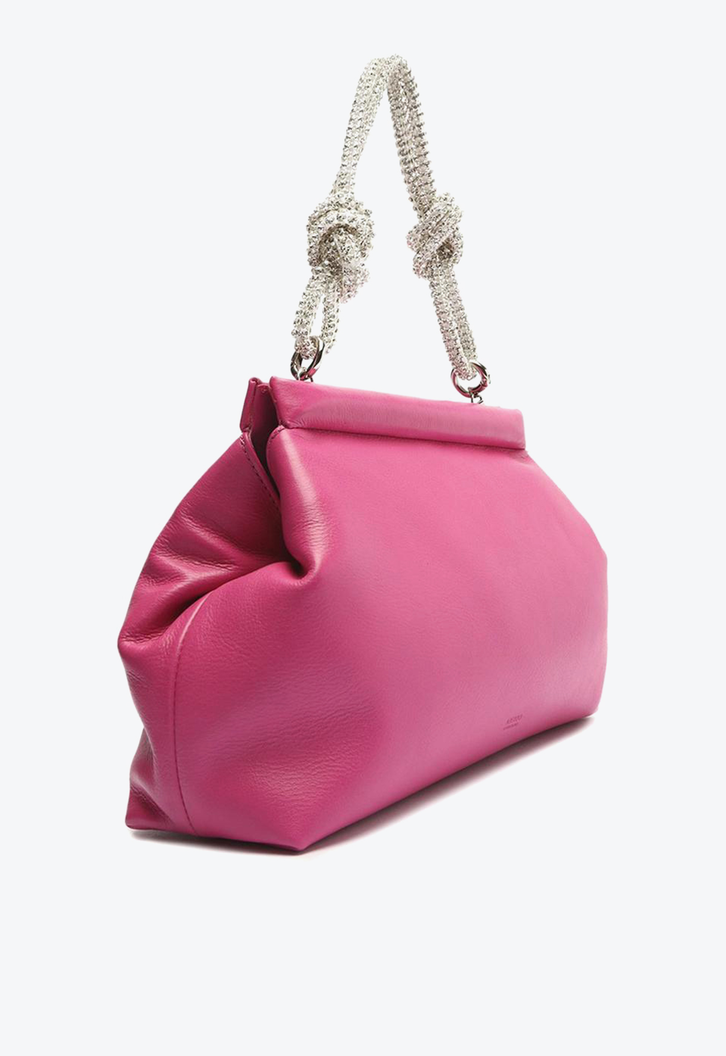 Clutch Rosa Arezzo Couro Leona Pequena