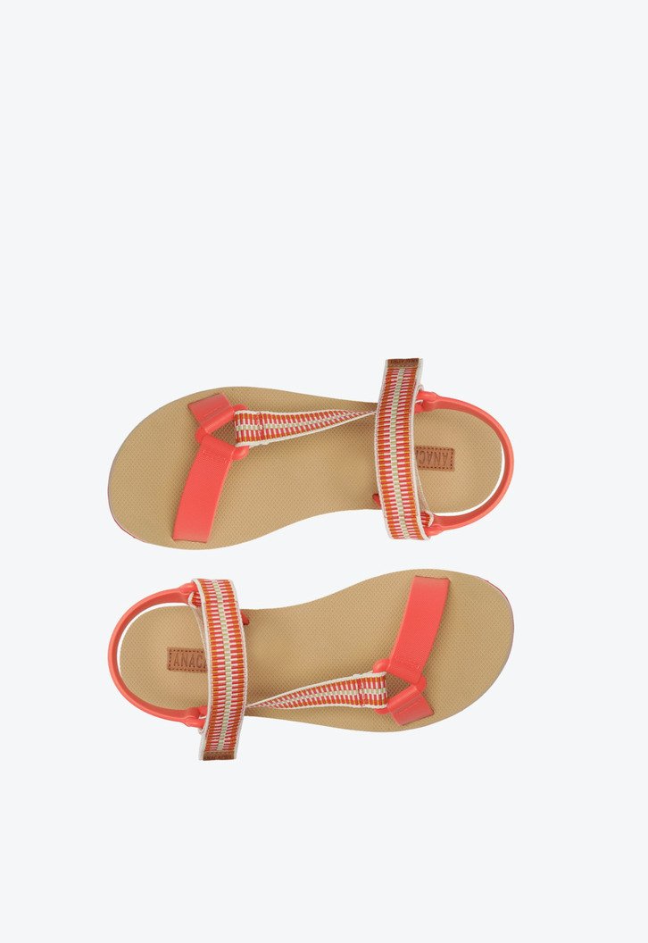 Sandália Papete Bicolor Bege e Laranja