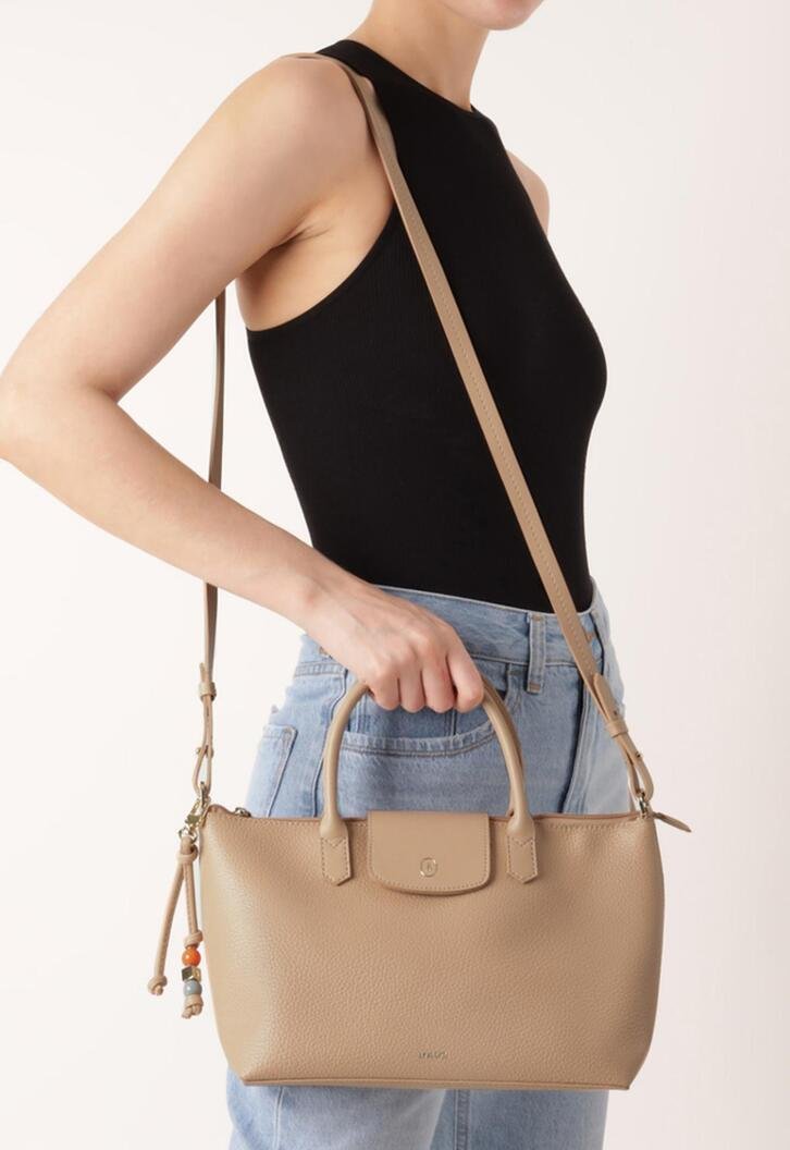 Bolsa Tote Bege Anacapri Grande Bag Charm Missangas