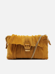 Bolsa Amarela Grande Alça Dourada