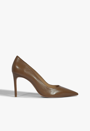 Sapato Scarpin Salto Alto Nobuck Marrom