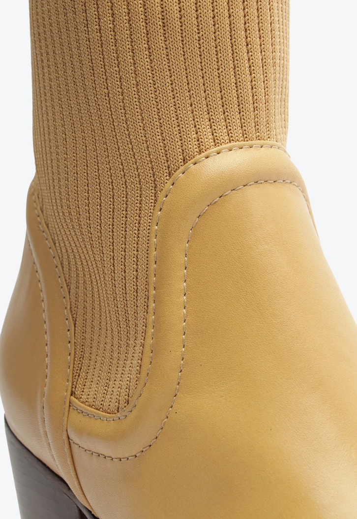 Bota Knit e Couro Bege