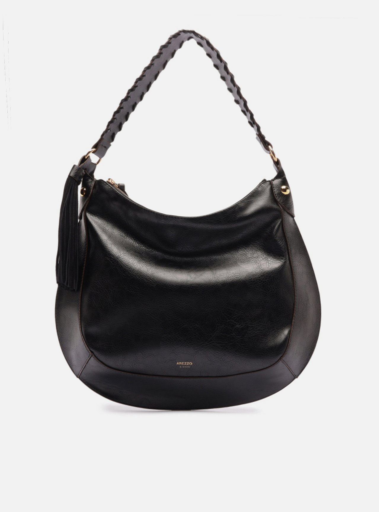 Bolsa Hobo Preta Grande Alça Trançada | ZZ MALL
