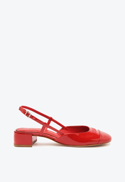 Sapato Vermelha Schutz Boneca Salto Baixo Logomania Couro