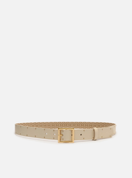 Cinto Off-white Arezzo Couro Médio Fivela Metal Tachas