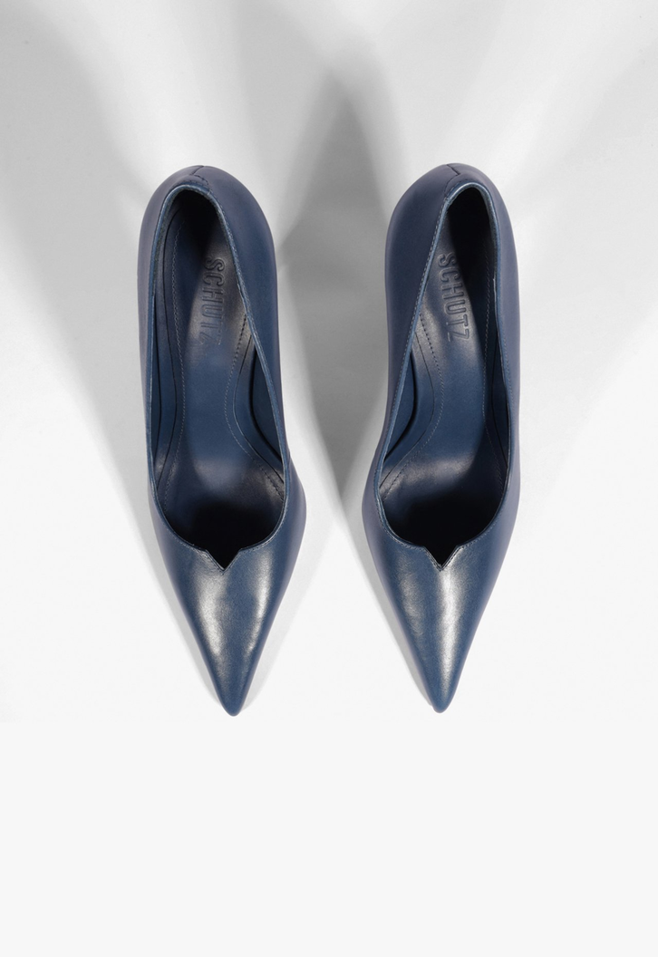Scarpin Ines High Couro Azul