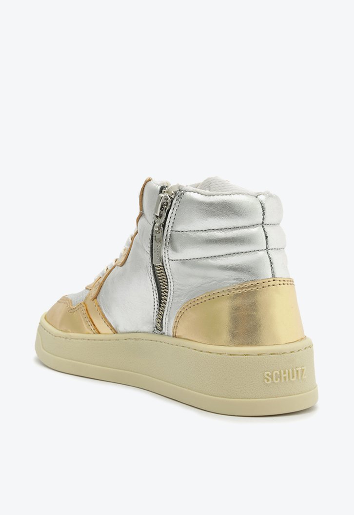 Tênis Branco Prata E Dourado Schutz Couro