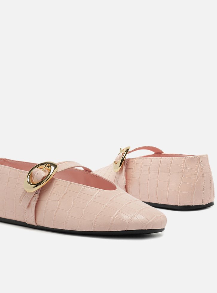 Sapatilha Boneca Rosa Croco Fivela Maxi