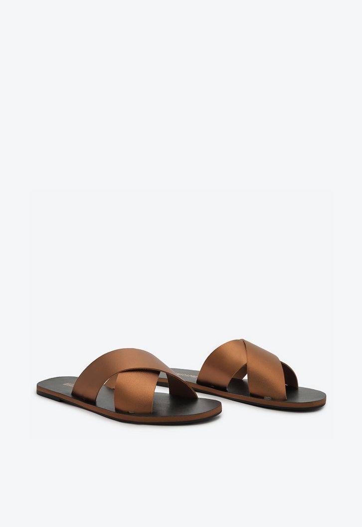 Rasteira Bronze Tiras Cruzadas