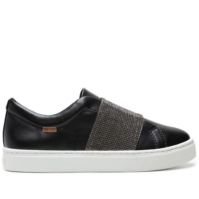 slip on preto com pedraria