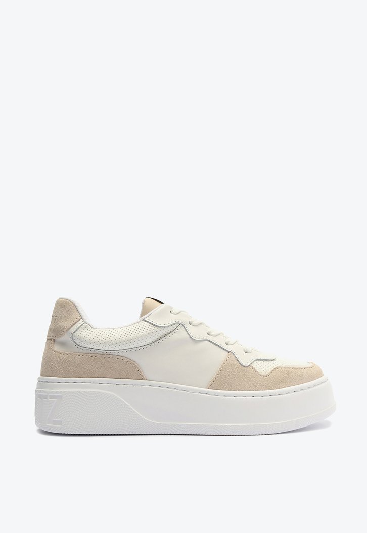 TÊNIS BRANCO MIX BEGE SCHUTZ COURO