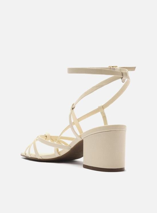 SANDÁLIA OFF-WHITE AREZZO BLOCO BICO QUADRADO TIRAS NÓ