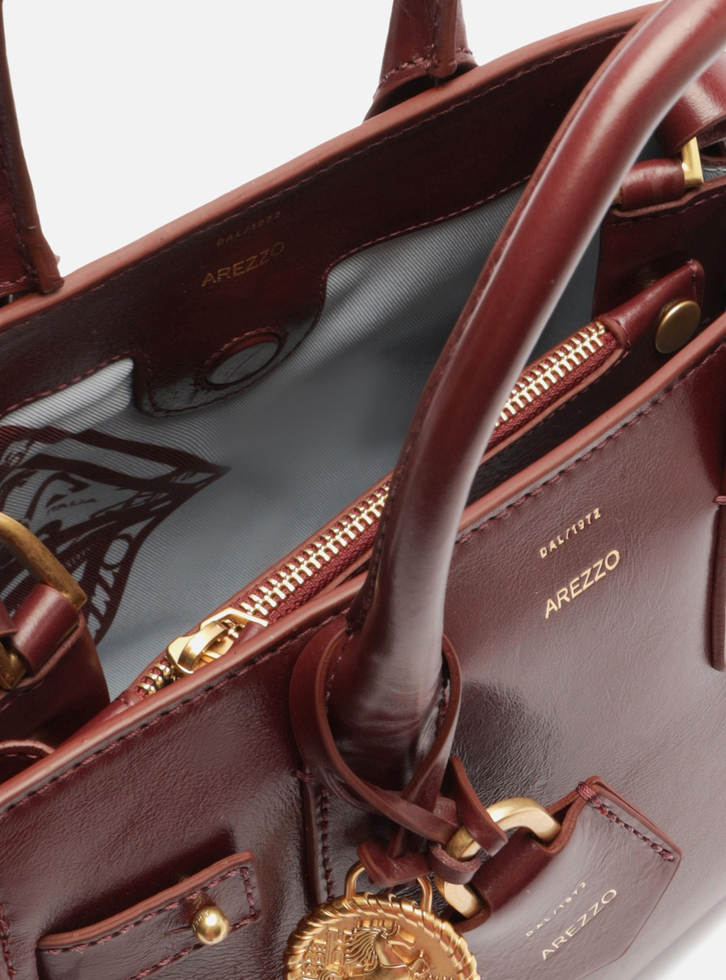 Bolsa Tote Vinho Couro  Média