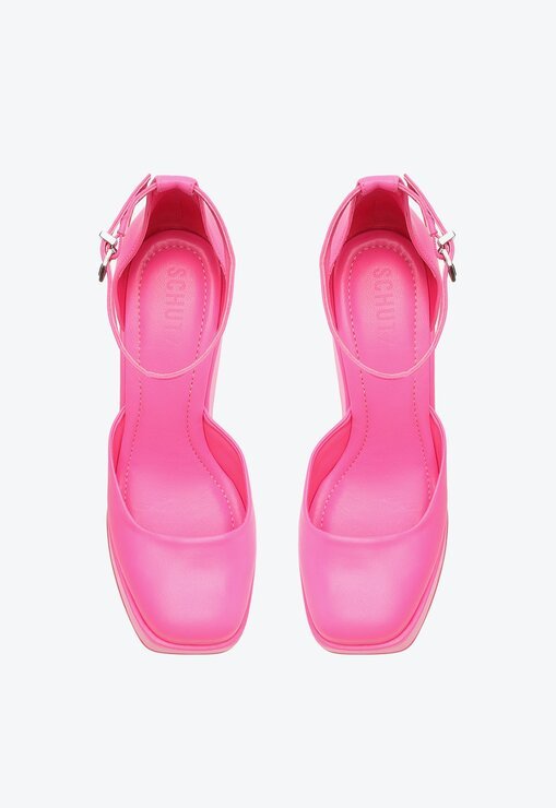 SAPATO SCARPIN ROSA SCHUTZ DUNNA PLATAFORMA MEIA PATA COURO