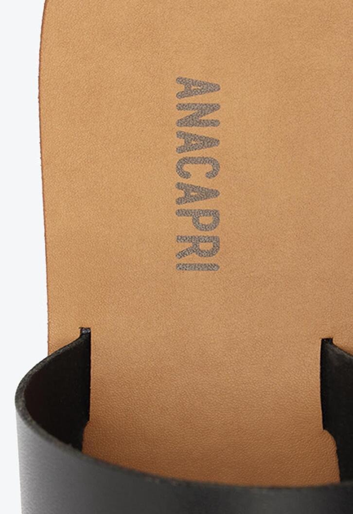 Rasteira Preta Anacapri Couro Tira Tripla