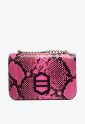 Bolsa Tiracolo Rosa Arezzo Couro Snake Karen Média