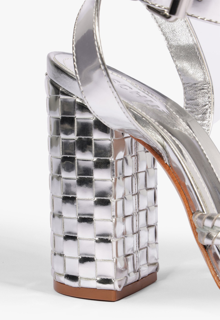 Sandália Kareena Woven Couro Prateada