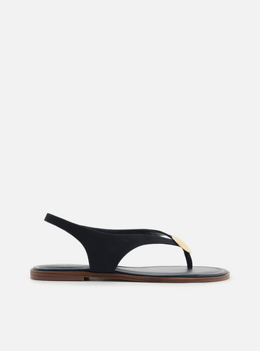 Sandália Rasteira Azul Acamurçada Tiras Metal