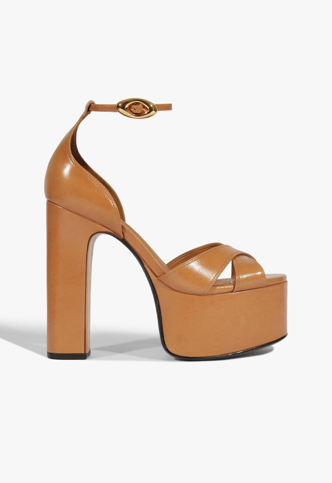 Sandália Meia Pata Jolene Couro Marrom Clara | ZZ MALL