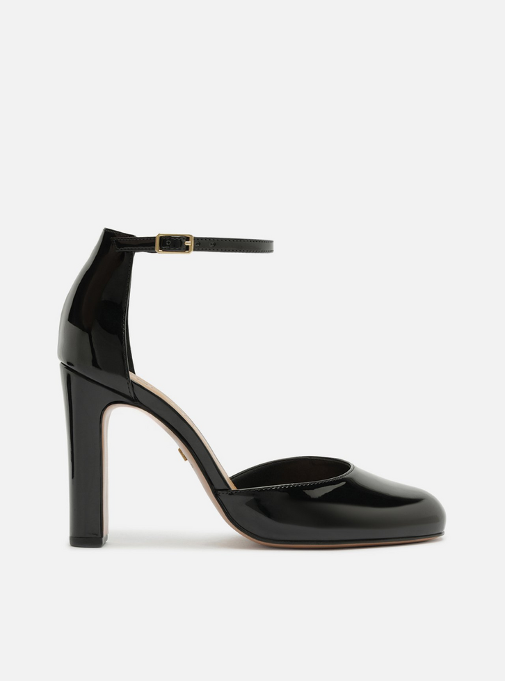 Sapato Boneca Preto Verniz Salto Bloco