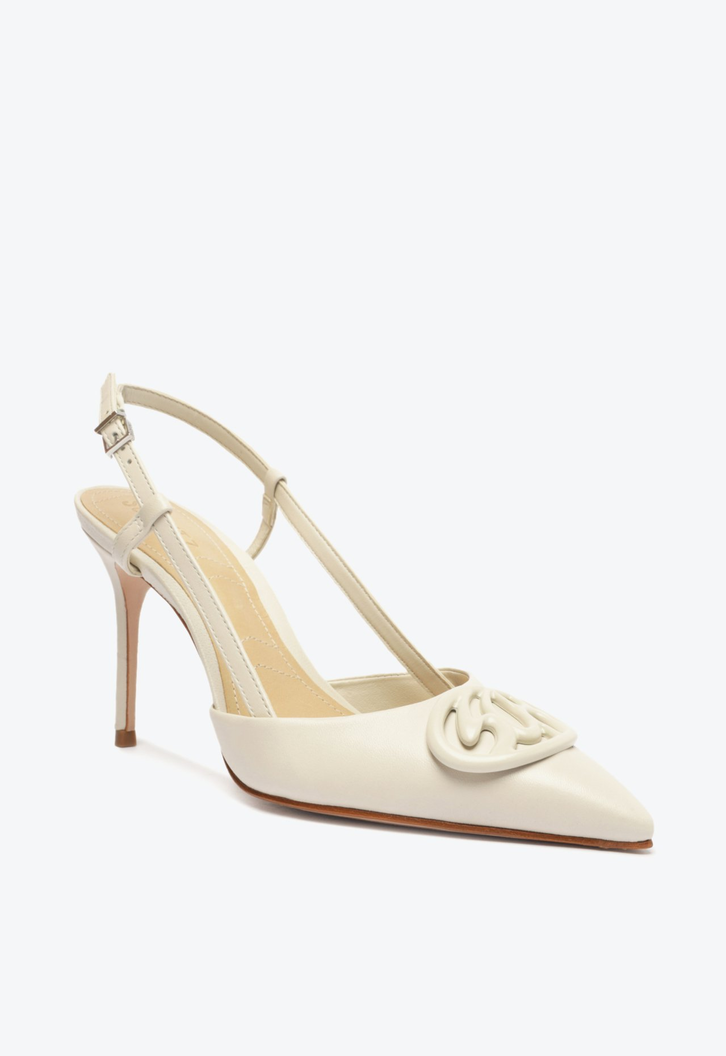 Sapato Scarpin Logomania Couro Branco