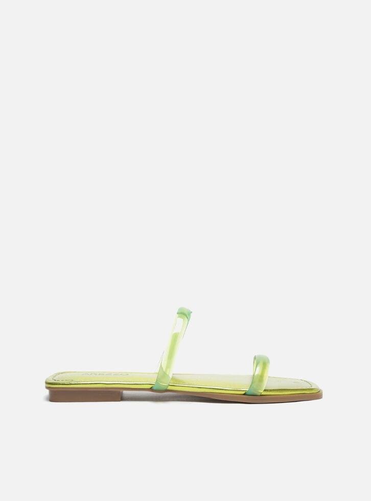 Kit Rasteira Metalizada Verde Arezzo E Pochete