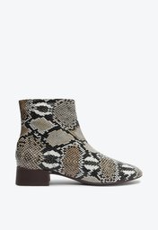 Bota Animal Print Anacapri Snake Bico Quadrado Salto Bloco