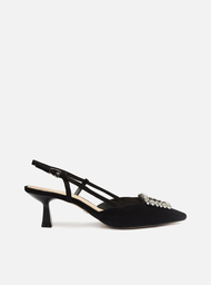 Scarpin Preto Arezzo Nobuck Bico Fino Slingback Emily