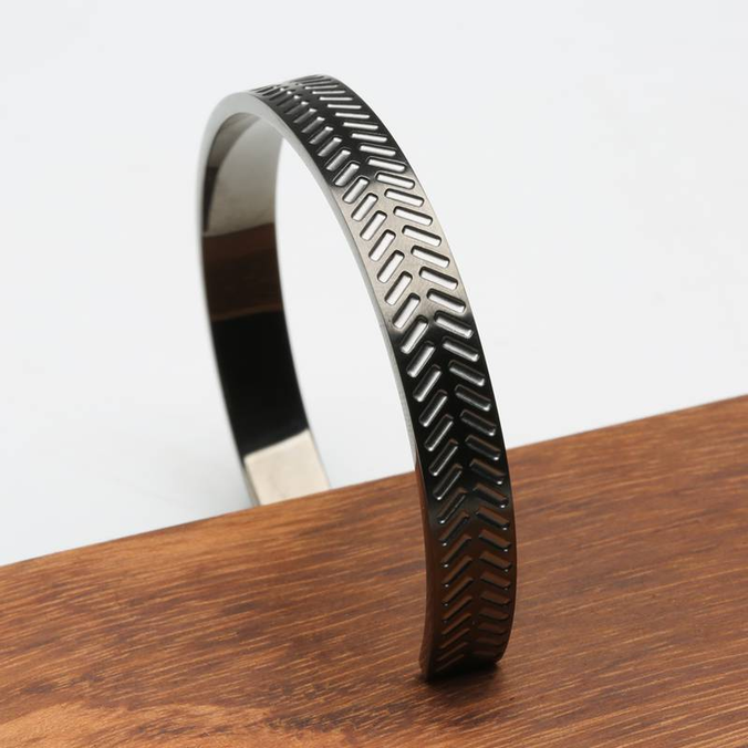 Pulseira Key Design Cuff Feather - Ônix