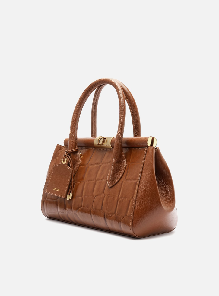 Bolsa Tote Marrom Couro Maxi Croco Média | ZZ MALL