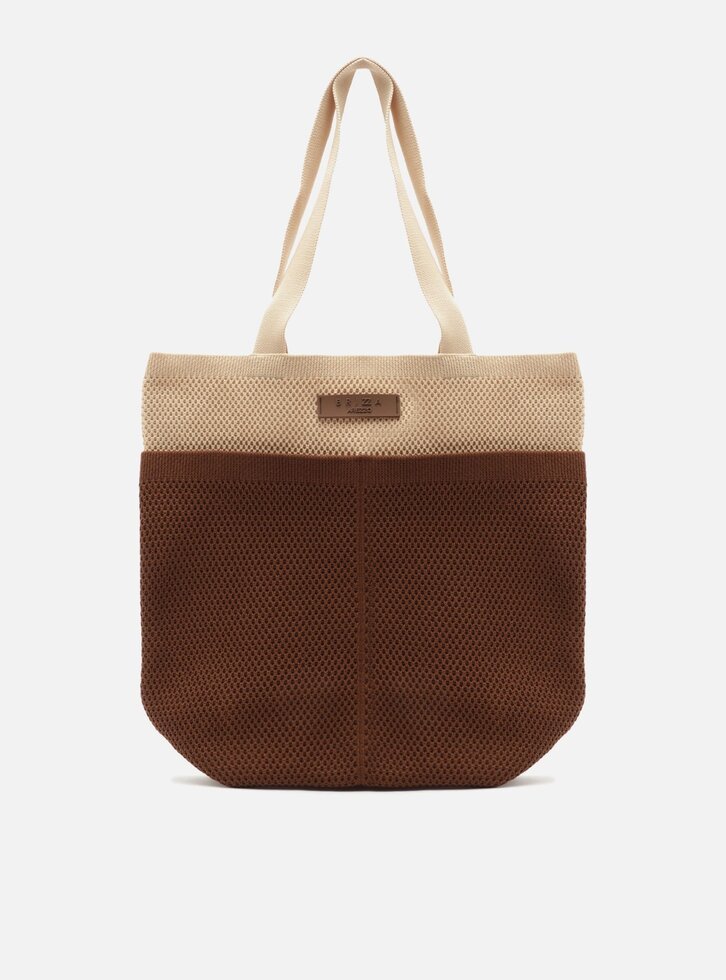 Bolsa Shopping Marrom Crochê Grande