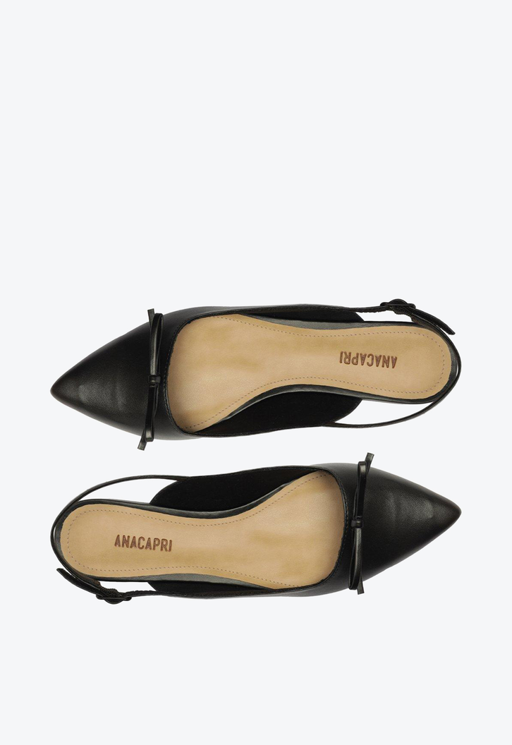 Sapatilha Preta Anacapri Slingback Bico Fino Laço