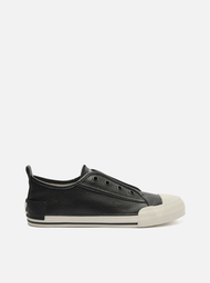 Tênis Slip On Preto Arezzo Couro Elástico