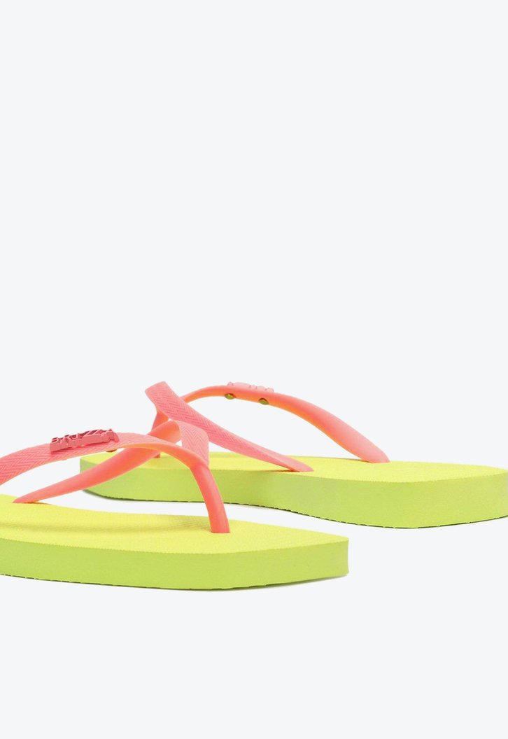 Chinelo De Dedo Amarelo Rosa Brizza Bico Quadrado