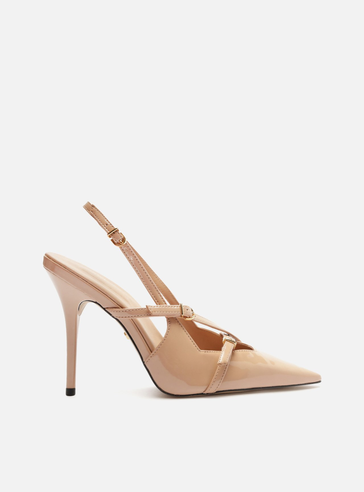 Scarpin Nude Arezzo Verniz Salto Alto Slingback Amélia