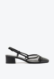 Sapatilha Preta Anacapri Slingback Tela Transparência Salto