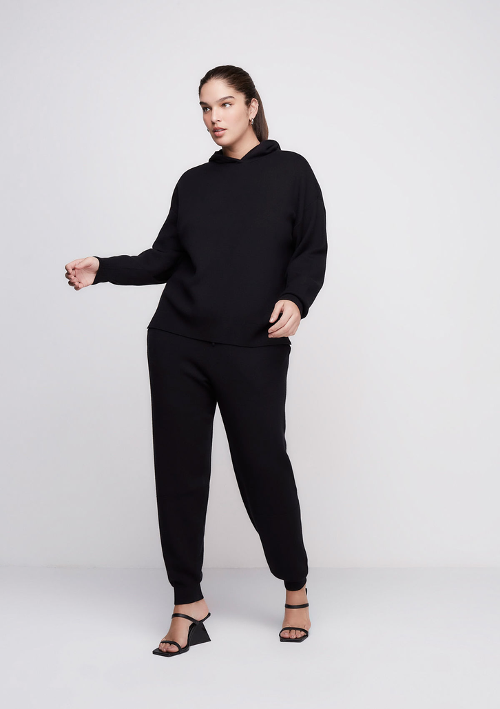 Blusão Preto Dzarm Oversized Em Tricô Com Capuz