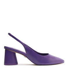SCARPIN ROXO AREZZO COURO SALTO MÉDIO GEOMÉTRICO