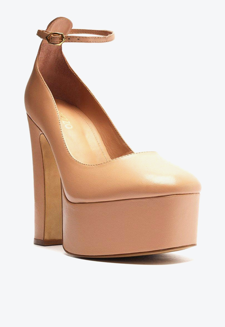 Scarpin Meia Pata Bloco Nude Arezzo Couro
