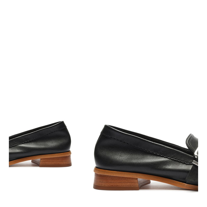 Sapato Mocassim Couro Fivela Preto