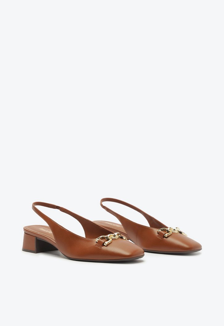 Sapatilha Slingback Bico Quadrado Bridão Marrom