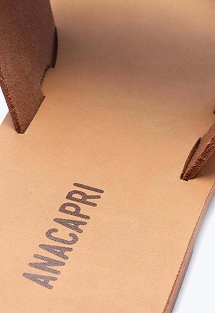 Rasteira Marrom Anacapri Couro Tira Tripla