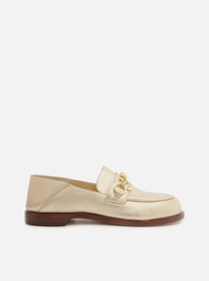 Mocassim Dourado Arezzo Couro Corrente Pingente