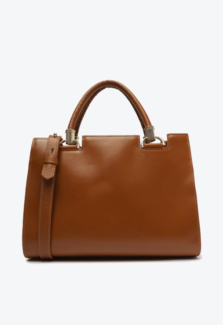 Bolsa Tote Marrom Arezzo Couro Abraccio Grande