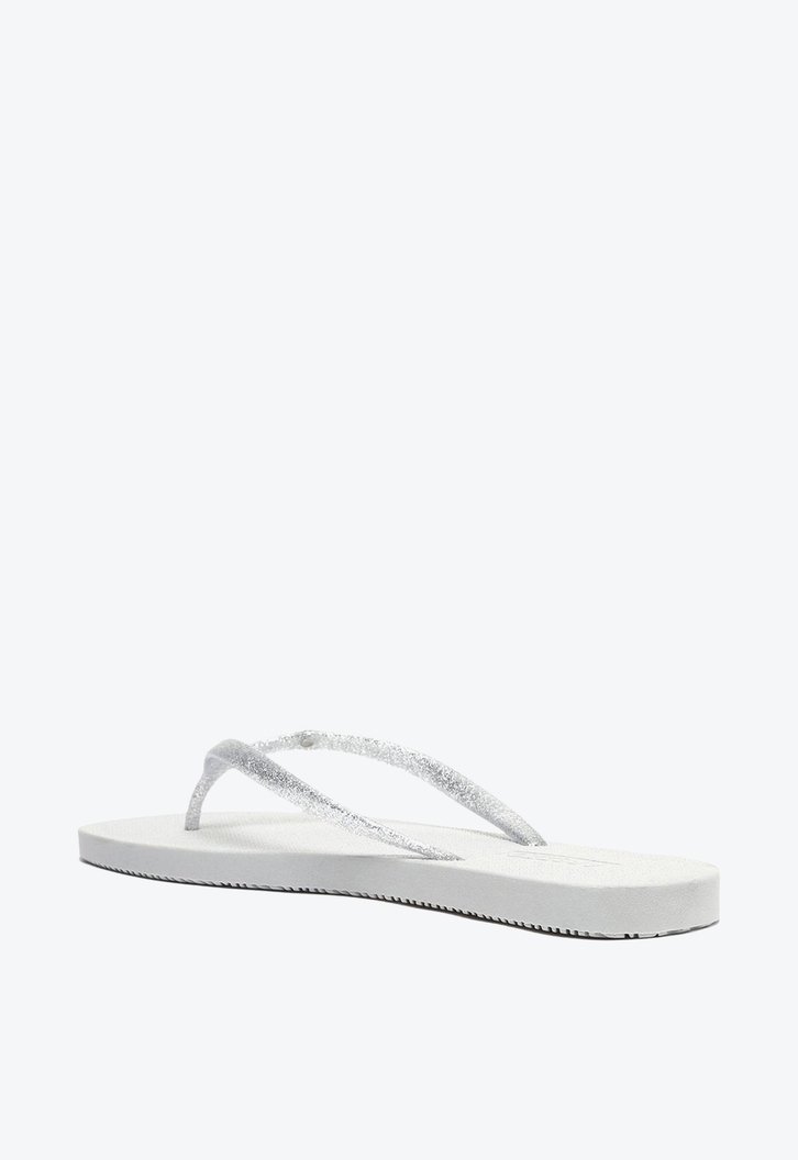 Chinelo De Dedo Prata Brizza Tira Metalizada