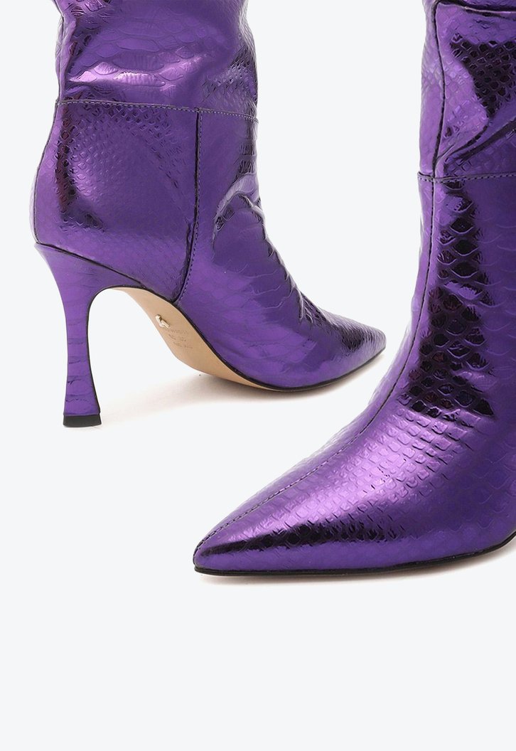 Bota Roxa Arezzo Snake Salto Alto Fino Slouchy