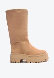 Bota Nude Arezzo Camurça Cano Médio Tratorada Riley