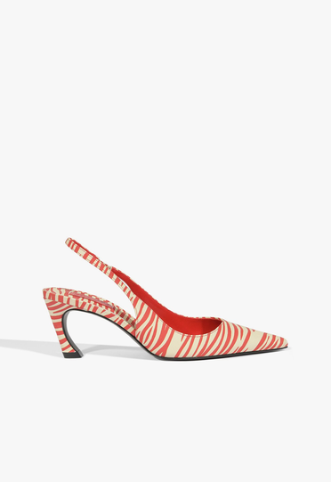 Slingback Vermelho Schutz Lexi Mid Couro Zebra | ZZ MALL