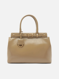 Bolsa Tote Cinza Couro Grande Bag Charm Victória