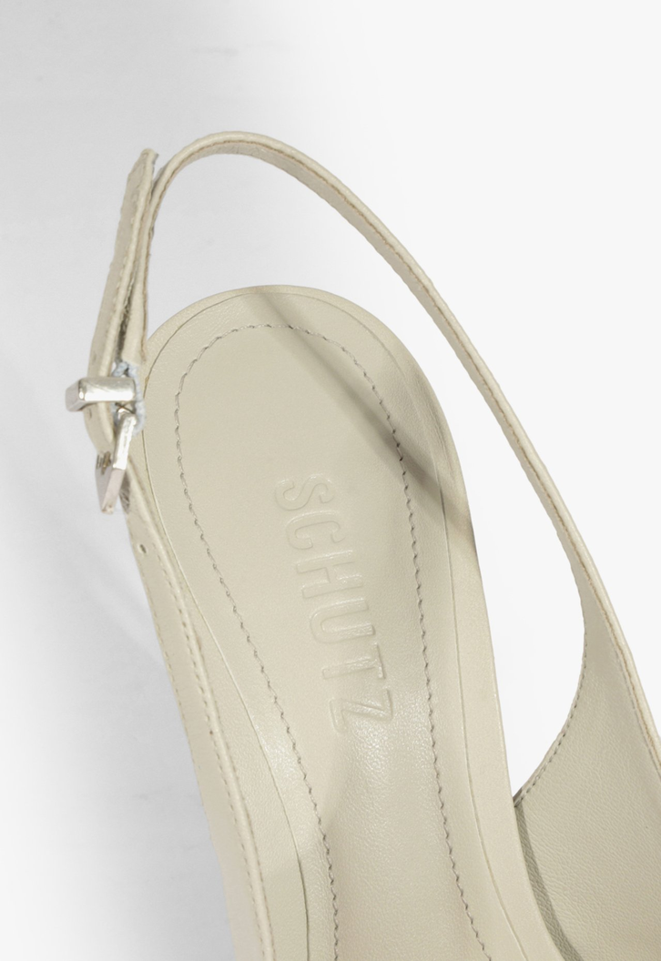 Slingback Couro Salto Alto Fino Cinza